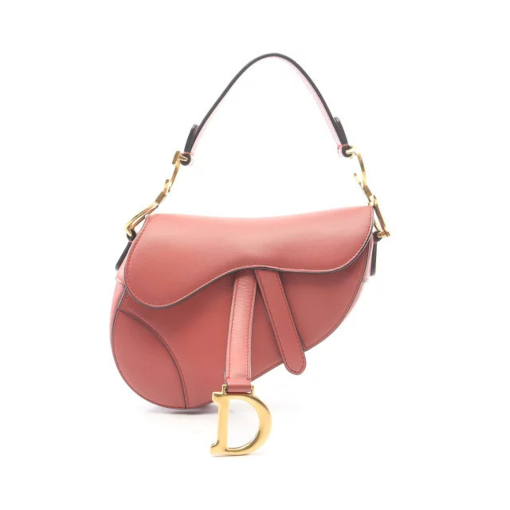 Christian Dior Saddle Bag Handbag Leather Red